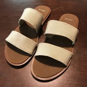 Sanuk Yoga Gita Double Gore Sandals Natural Sz 7